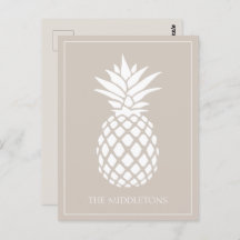 Preppy White Pineapple on Beige