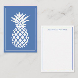 Preppy White Pineapple on Blue Card