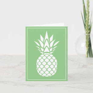 Preppy White Pineapple on Sage Green Note Card