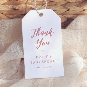 Preppy Wildflower Pink Baby Shower Thank You Gift Tags