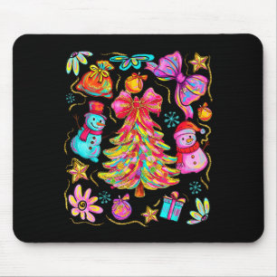 Preppy Xmas Coquette Bow Lace Merry Bright Christm Mouse Mat