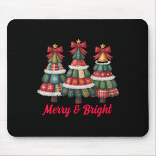 Preppy Xmas Coquette Bow Lace Merry Bright Christm Mouse Mat