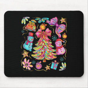 Preppy Xmas Coquette Bow Lace Merry Bright Christm Mouse Mat