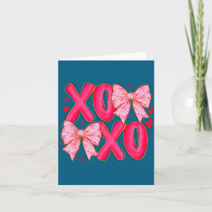 Preppy Xoxo Coquette Bow Hearts Valentine's Day Wo Card