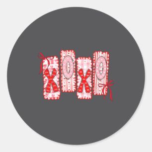 Preppy Xoxo Coquette Bow Hearts Valentine's Day Wo Classic Round Sticker