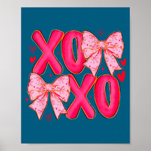 Preppy Xoxo Coquette Bow Hearts Valentine's Day Wo Poster