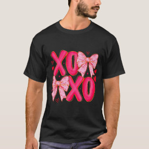 Preppy Xoxo Coquette Bow Hearts Valentine's Day Wo T-Shirt