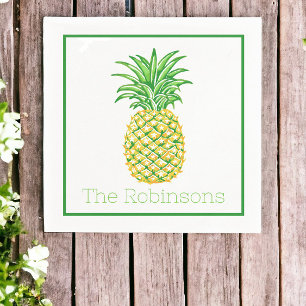 Preppy Yellow Green Pineaaple Personalised  Napkin
