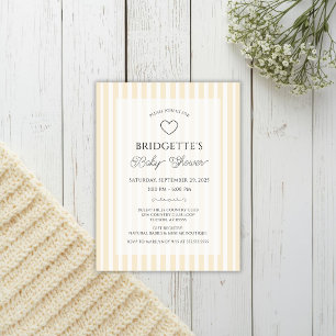 Preppy Yellow Stripe Baby Shower Pocket Invitation Postcard