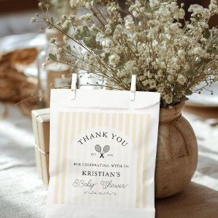Preppy Yellow Tennis Chic Baby Shower Thank You Favour Bags
