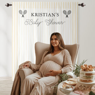 Preppy Yellow Tennis Theme Baby Shower Backdrop Tapestry