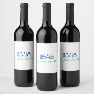 Preppy Zip Code Street Address Personalised Wine L Label