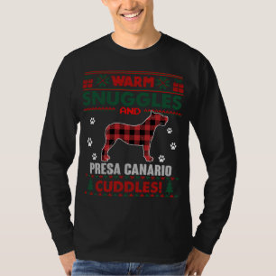 Presa Canario Dog Pet Red Plaid Xmas Ugly Christma T-Shirt