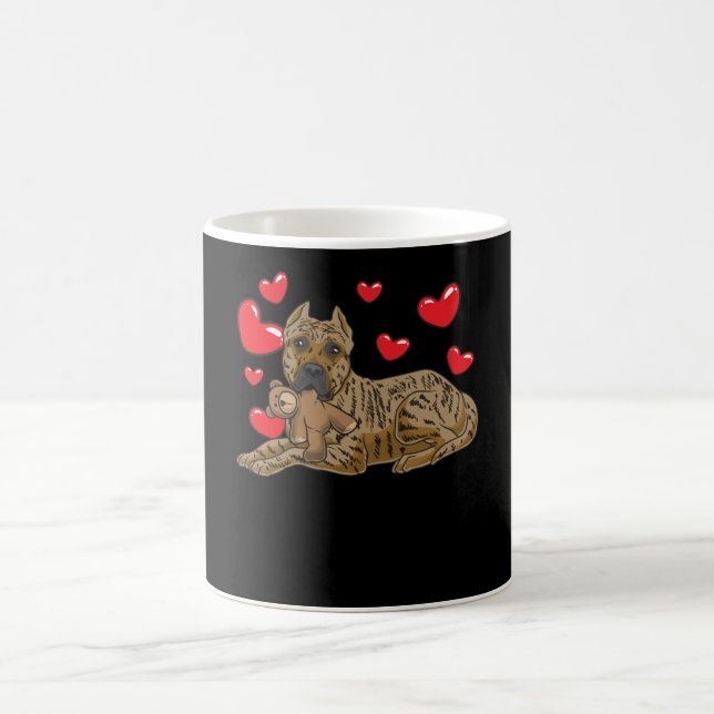 Presa Canario Dog with stuffed animal and hearts Coffee Mug (Center)