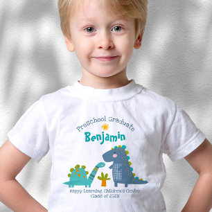 Preschool Boy Graduation Dinosaur Cute Custom Name Toddler T-Shirt