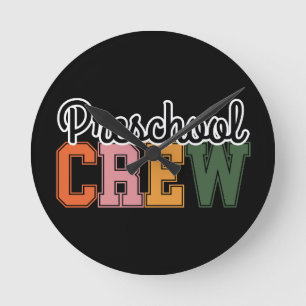 Preschool Crew Cute Round Clock