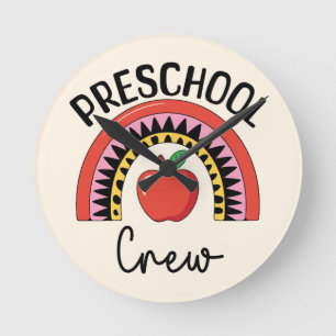 Preschool Crew Rainbow Round Clock