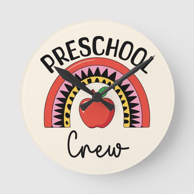 Preschool Crew Rainbow Round Clock (Front)