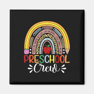 Preschool Crew Teacher Shirt - Cute Rainbow Back T Magnet