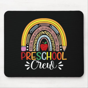 Preschool Crew Teacher Shirt - Cute Rainbow Back T Mouse Mat