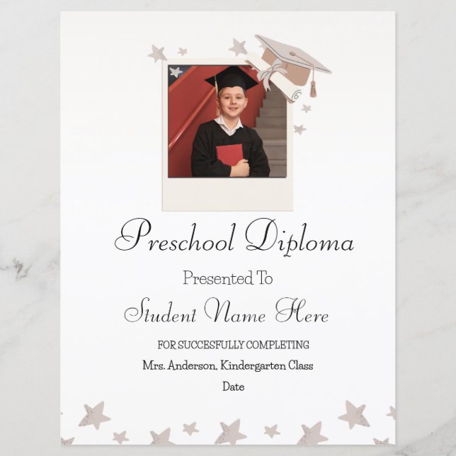Preschool Diploma with Picture (Front)