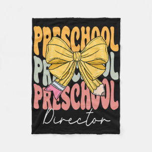 Preschool Director Groovy Coquette Bow Cute Back T Fleece Blanket