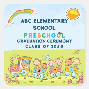 Preschool Elementary School Graduation Ceremony Square Sticker