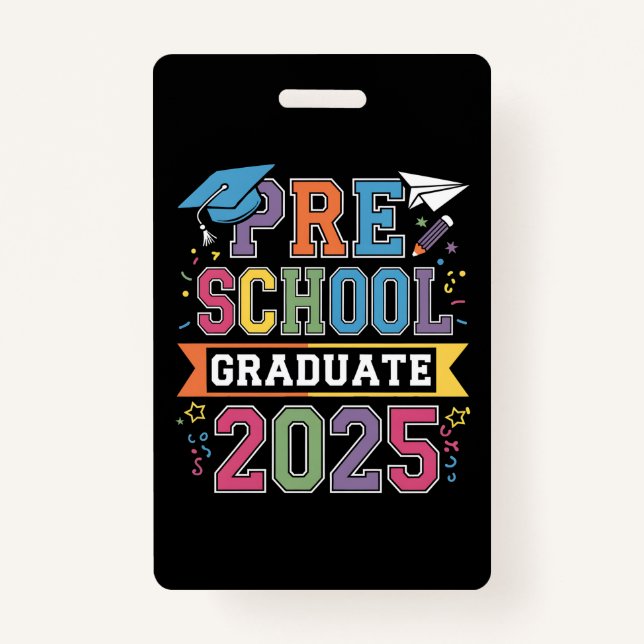 Preschool Graduate 2025 Graduation Pre K School ID Badge (Front)