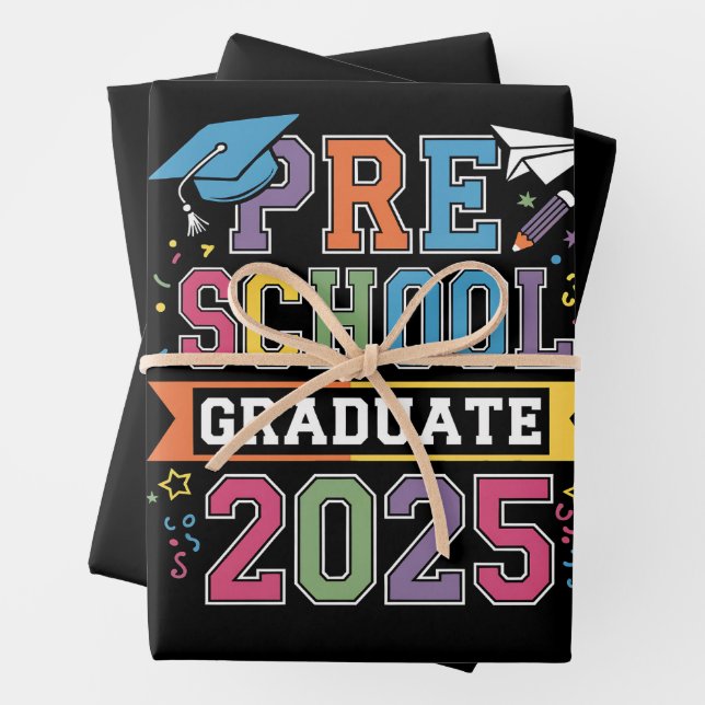 Preschool Graduate 2025 Graduation Pre K School Wrapping Paper Sheet (In situ)