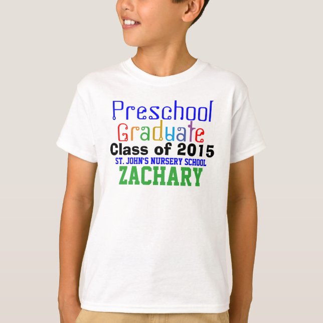 Preschool Graduate Class of Colourful Name Shirt (Front)
