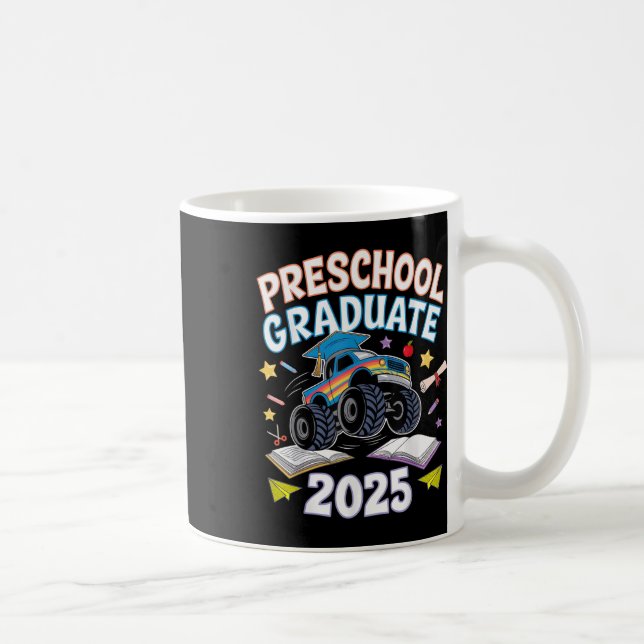 Preschool Graduation 2025 Monster Truck Graduate  Coffee Mug (Right)