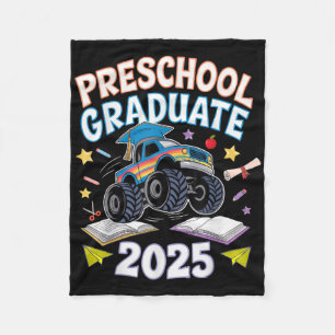 Preschool Graduation 2025 Monster Truck Graduate  Fleece Blanket