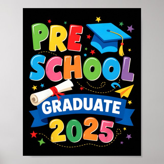 Preschool Graduation 2025 Pre-k Graduate Kids Boys Poster (Front)