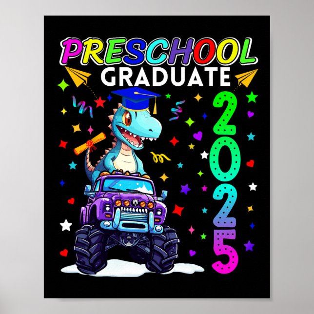 Preschool Graduation 2025 Pre-k Graduate T-rex Kid Poster (Front)