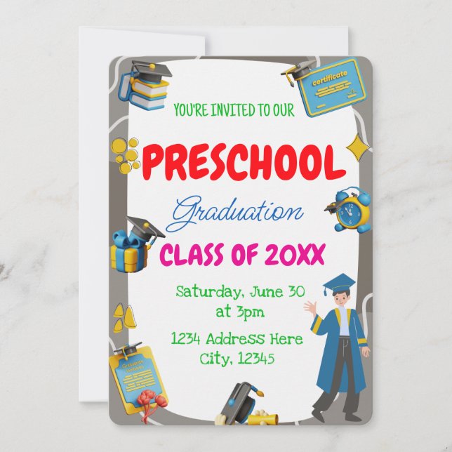Preschool Graduation Class of 20XX Invitation (Front)