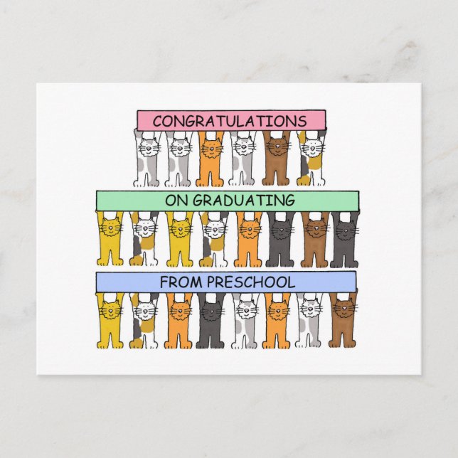 Preschool Graduation Congratulations Announcement Postcard (Front)