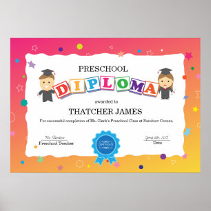 Preschool Graduation Diploma Poster