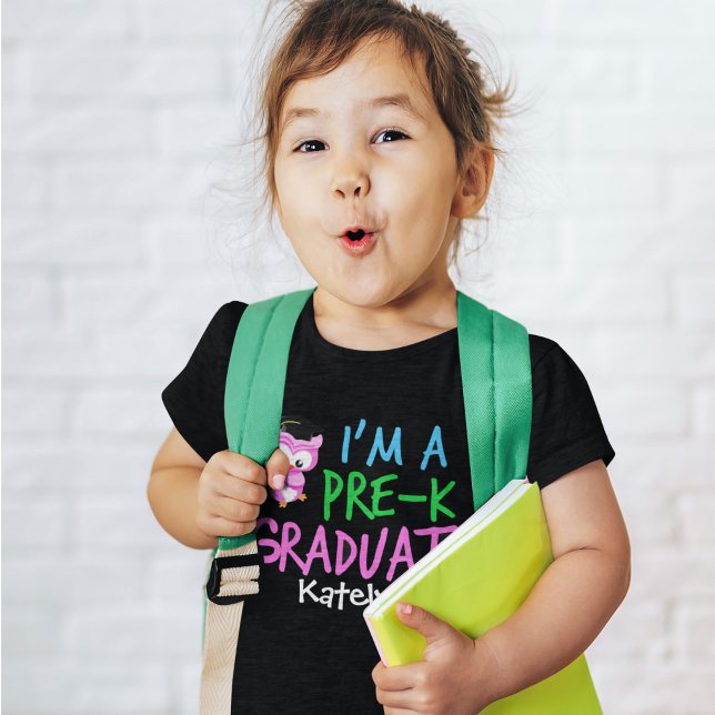 Preschool Graduation Girl Cute Pink Owl Custom Toddler T-Shirt (Creator Uploaded)