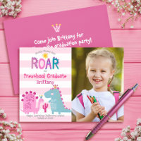 Preschool Graduation Photo Dinosaurs Girl Cute Fun