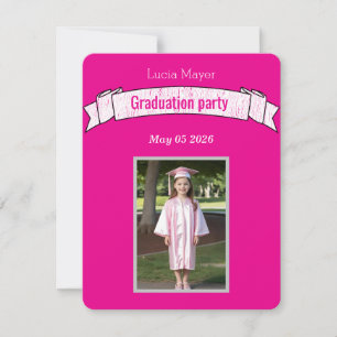 preschool graduation -pink photo invitation