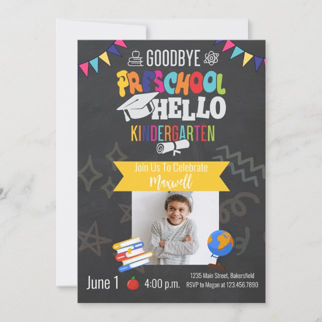 Preschool Graduation Pre-K Party Photo Graduation Invitation (Front)