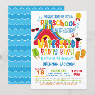 Preschool Graduation Waterslide Party - Boy Invitation