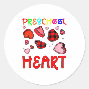 Preschool Has My Heart Valentines Hearts Teacher  Classic Round Sticker