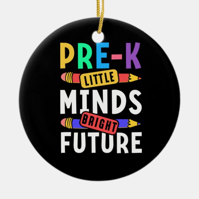 Preschool Kids Back to School Little Minds Bright  Ceramic Tree Decoration (Front)
