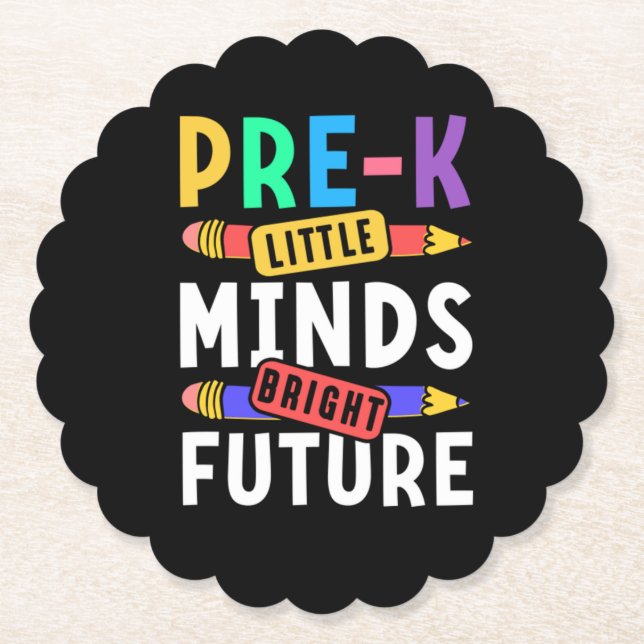 Preschool Kids Back to School Little Minds Bright  Paper Coaster (Front)