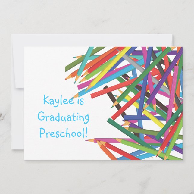 Preschool Kindergarten Graduation Coloured Pencils Invitation (Front)