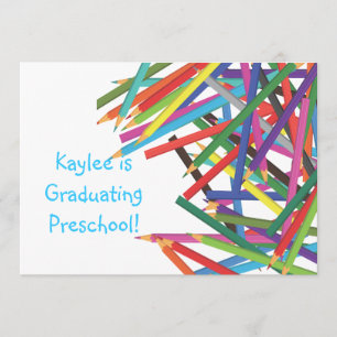 Preschool Kindergarten Graduation Coloured Pencils Invitation