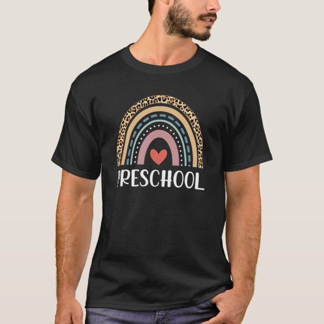 Preschool Leopard Prints Back To School Rainbow Pr T-Shirt (Front)