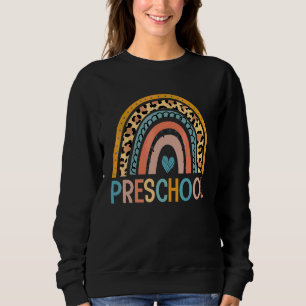 Preschool Leopard Rainbow  First Day Teacher Kids Sweatshirt