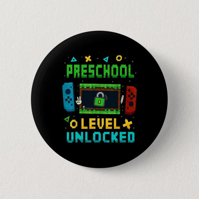 Preschool Level Unlocked Ck To School Pixel Art Ga 6 Cm Round Badge (Front)